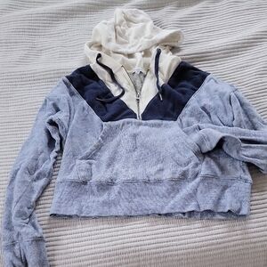 Colorblock Hoodie in Blue and Cream